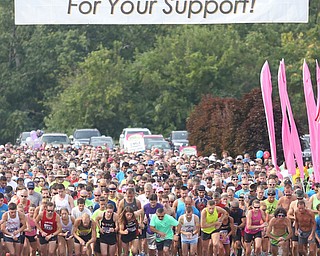 The 10k runners start the 8th annual Panerathon, Sunday, August 27, 2017 at the Covelli Centre in Youngstown...(Nikos Frazier | The Vindicator)