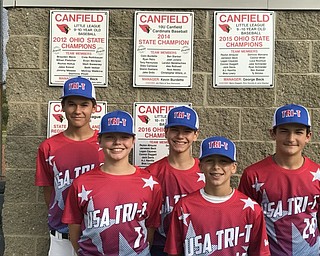 Neighbors | Submitted.Five Canfield Baseball Club PONY players (from left) Jake Grdic, Nate Shaw, Colin Burdette, Ryan Petro and Drew Carrocce were selected to the 2017 Tri-T 13U All Star Team, which played the 13U Japanese National Team in a double header during the Friendship Games on Aug. 11. The Japanese National Team won the first game 14-7 and the Tri-T All Star Team won the second game 9-8.