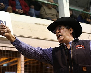 Auctioneer Don Brahan of Baer Auctions calls out a bid during the Duck Auction at the 171st Canfield Fair, Friday, Sept. 1, 2017, at the Canfield Fairgrounds in Canfield...(Nikos Frazier | The Vindicator)