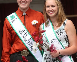 Carson Markley and Tiffany Voland smile after being crowned 2017 4-H King and Queen at the Youth Day Ceremony at the 171st Canfield Fair, Thursday, August 31, 2017, at the Canfield Fairgrounds in Canfield...(Nikos Frazier | The Vindicator)
