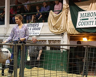 Jessie Cummings of Springfield sells her sheep at auction at the 171st Canfield Fair, Thursday, August 31, 2017, at the Canfield Fairgrounds in Canfield...(Nikos Frazier | The Vindicator)