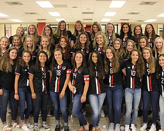 Neighbors | Abby Slanker.Members of the 2017 Canfield Cardinals girls junior varsity and varsity soccer teams gathered for a photo at the Soccer Boosters’ annual Meet the Team event.