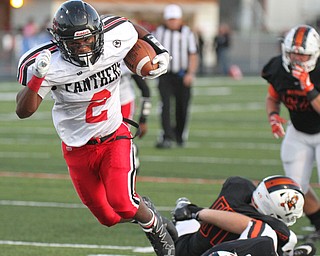 William D. Lewis The Vindicator Harding's Kayron Adams(2) scores 2nd qtr of 9-8-17 game at Harding...