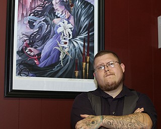 Joe "Little Joe" Perry poses for a photo in his studio, Thursday, August 24, 2017 at The Box Gallery in Warren...(Nikos Frazier | The Vindicator)