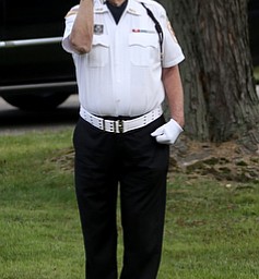 John Craig plays taps during former state Sen. Harry Meshel's funeral, Sept. 9, 2017, at Belmont Park Cemetery in Youngstown...(Nikos Frazier | The Vindicator)