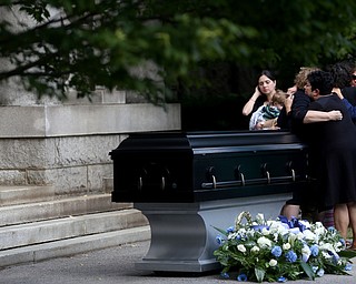 Family members grieve during former state Sen. Harry Meshel's funeral, Sept. 9, 2017, at Belmont Park Cemetery in Youngstown...(Nikos Frazier | The Vindicator)