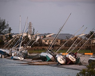 Damaged sail boats are shown in the aftermath of Hurricane Irma, Monday, Sept. 11, 2017, in the Florida Keys. (Matt McClain/The Washington Post via AP, Pool)