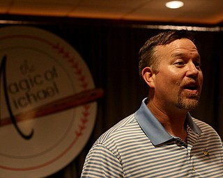 Sean Casey, former Cincinnati Reds and Boston Red Sox player, speaks to the media, Wednesday, Sept. 13, 2017, at the Lake Club in Poland. ..(Nikos Frazier | The Vindicator)..