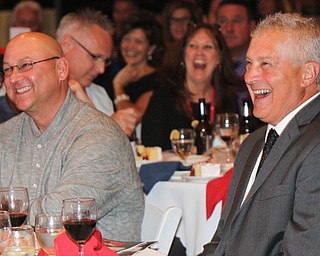 William D Lewis The vindicator Indians Mgr Terry Francona , left, and former major league umpire John Hirschbeck share laugh during Magic of Michael event 9-13-17 at Lake Club.