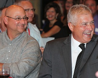 William D Lewis The vindicator Indians Mgr Terry Francona , left, and former major league umpire John Hirschbeck share laugh during Magic of Michael event 9-13-17 at Lake Club.
