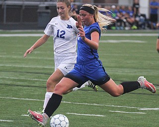William D. Lewis the Vindicator Lakeview's Reagan Roenberger(9) moves the ball around Polands Sarah Boccieri(12)) to score during 9-13-17 action in Poland/