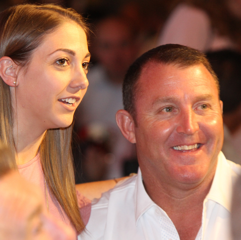 William D Lewis The vindicator  Former Indians 1st baseman Jim Thome poses for a photo with Abbey Chandler of Cleveland(formerly of Youngstown) during Magic of Michael event 9-13-17 at Lake Club.