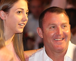 William D Lewis The vindicator  Former Indians 1st baseman Jim Thome poses for a photo with Abbey Chandler of Cleveland(formerly of Youngstown) during Magic of Michael event 9-13-17 at Lake Club.