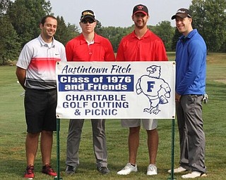 Austintown Fitch Class of 1976 and Friends annual charity golf outing took place Aug. 27. Members of the winning team above, from left, are Hunter Todd, Tommy Zorzi, Dalton Korda and Tyler Loveless. The event’s mission is to assist Fitch Alumni or Austintown families during times of true need and provide hope and encouragement. To learn more about the organization or to contribute, follow on Facebook at Fitch “76” and Friends Golf Outing or email Fitch76nfriendsgolfouting@gmail.com. 