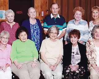 Chaney High School Class of 1952 met recently at the St. George Croatian Center to celebrate its 65th reunion. Above, seated in first row, from left, are Mildred (Novotnik) Bueno, Dolores (Bodnar) Patrick, Mary Jane (Hudak) Lesnak, Judy (Marko) Barlow and Mary (Sabol) Calai. Back row, from left, are Barb (Fenisey) Lawson, Diane (Stanyard) Slavkovsky, Bruce Burns, Joan (Baluch) Lariccia, and Mary Ann (Miller) Dahman. Below, first row, seated from left, are Donna (Mancini) Leskovec, Eleanor (Palotsee) Clark, Ida Mae (Caffey) James, Joan (Becker) Carradine, Rosemary (Kozma) Meadors, Betty (Galla) Bushong and Theresa (Cicozi) Brechbill. Back row, from left, are Ron Petrus, Ed Joseph, John Susany, Gene Modarelli, Chester Horlick, George Bisker, Bob Bland and Bill Leskovec.