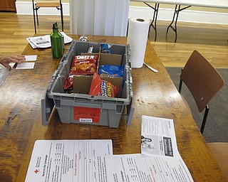 Neighbors | Zack Shively  .The Red Cross provided snacks and drinks for the donors after they had given blood at the Blood Drive at the Poland library on Aug. 17.