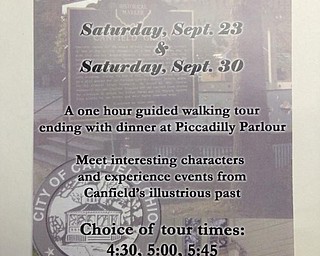 Neighbors | Submitted.Pictured is a flyer for this year's History Walk in Canfield. Tickets may be purchased by calling the Canfield Historical Society at 330-533-3458.
