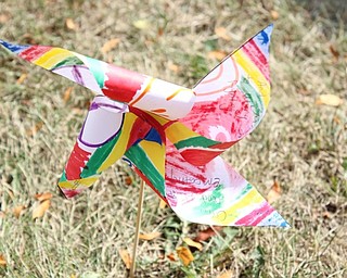 Neighbors | Abby Slanker.A Canfield High School student decorated a pinwheel with all the colors of the rainbow to convey a message of peace for the international art and literacy project Pinwheels for Peace on Sept. 21.