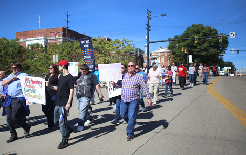 during the seventh annual Nonviolence Parade and Rally, Oct. 1, 2017, in downtown Youngstown...(Nikos Frazier | The Vindicator)