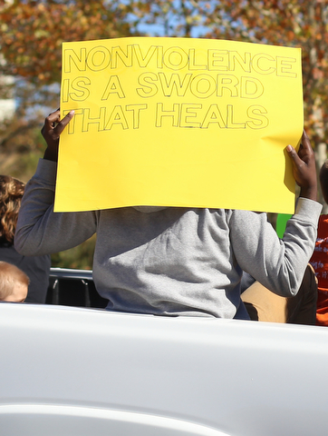 during the seventh annual Nonviolence Parade and Rally, Oct. 1, 2017, in downtown Youngstown...(Nikos Frazier | The Vindicator)
