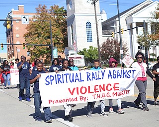 during the seventh annual Nonviolence Parade and Rally, Oct. 1, 2017, in downtown Youngstown...(Nikos Frazier | The Vindicator)