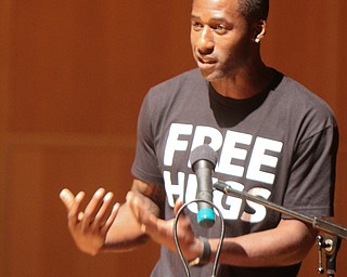 William D. Lewis The Vindicator  2017 Simeon Booker Award for Courage recipient Ken Nwadike Jr.speaks  during 10-3 event at DeYor Performing Arts Center in Youngstown.