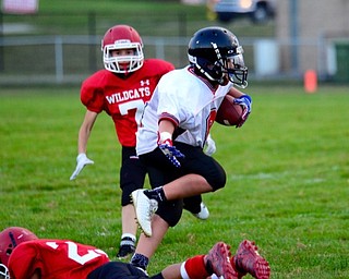 Neighbors | Submitted .Canfield Village Middle School's Jack Fabry returned an interception against Struthers. The Cardinals finished the match with a 36-6 victory over Struthers.