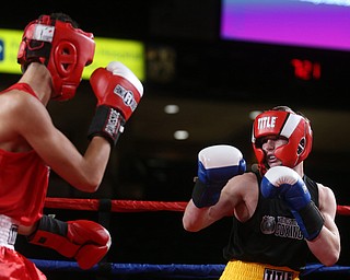 Kaleb Waggoner(black) takes on Antimo Lombardi(red), Thursday, Oct. 5, 2017, at the Covelli Centre in Youngstown. Waggoner won by official ruling ...(Nikos Frazier | The Vindicator)..