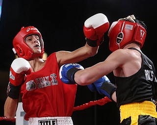 Kaleb Waggoner(black) takes on Antimo Lombardi(red), Thursday, Oct. 5, 2017, at the Covelli Centre in Youngstown. Waggoner won by official ruling ...(Nikos Frazier | The Vindicator)..
