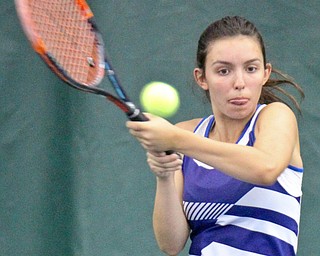 William D Lewis The Vindicator Lakeview's Anna Garvin competes in singles during girls secionals at Boardman Tennis Center 10-5-17.