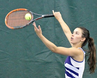 William D Lewis The Vindicator Lakeview's Anna Garvin competes in singles during girls secionals at Boardman Tennis Center 10-5-17.