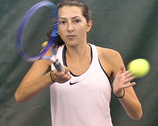 William D Lewis The Vindicator Poland's Marisa Ricciardi competes in singles during girls sectionals at Boardman Tennis Center 10-5-17.