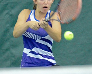 William D Lewis The Vindicator Lakeview's Anna Garvin competes in singles during girls sectionals at Boardman Tennis Center 10-5-17.