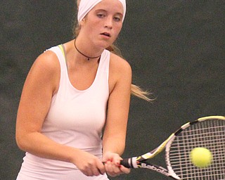 William D Lewis The Vindicator Mooney's Hannah Matthews competes in doubles during girls sectionals at Boardman Tennis Center 10-5-17.