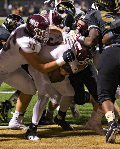 MICHAEL G TAYLOR | THE VINDICATOR- 10-06-17  FOOTBALL Boardman Spartans vs Warren Harding, Harding High School, Mollenkopf Stadium, Warren, OH..1st qtr., Boardman's Domonhic Jennings #3 runs for TD