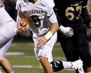 MICHAEL G TAYLOR | THE VINDICATOR- 10-06-17  FOOTBALL Boardman Spartans vs Warren Harding, Harding High School, Mollenkopf Stadium, Warren, OH..2nd qtr., Boardman's Michael O'Horo #8 runs for the 1st down.