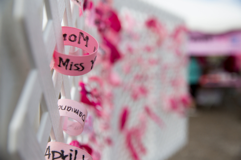Pink Ribbons with messages like "miss you mom", were written and shared in memorial to loved ones who've battled cancer, during the Making Strides Against Breast Cancer walk on Saturday at Austintown Fitch High School.