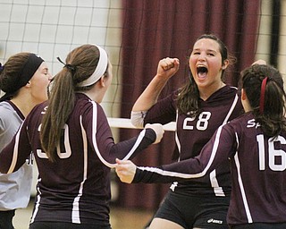 William D. Lewis The Vindicator Boardman'sMaria Torres(28) reacts) during 10-9-17 action at Boardman.