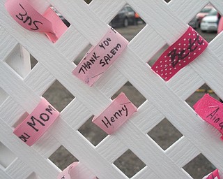 Neighbors | Zack Shively.The Amercian Cancer Society set up a memory board at their Making Strides event in Austintown. The board honored those who had breast cancer. The ribbons had names or messages on them. Some messages came from survivors.