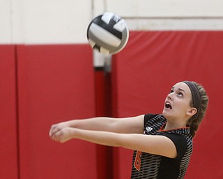 Springfield's Rachel Babinec (6) bumps the ball during the second set as United Local High School takes on Springfield Local High School during the 2017 DIII District Volleyball Tournament, Thursday, Oct. 19, 2017, at Salem High School in Salem...(Nikos Frazier | The Vindicator)..