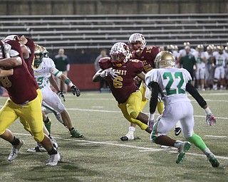 Cardinal Mooney fullback Andre McCoy (6) runs the ball  into the endzone for a touchdown during the third quarter as Ursuline High School takes on Cardinal Mooney High School, Friday, Oct. 20, 2017, at Stambaugh Stadium at Youngstown State University in Youngstown...(Nikos Frazier | The Vindicator)..