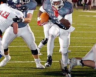 BOARDMAN, OHIO - OCTOBER 20, 2017:  Boardman's Domonhic Jennings (3) runs for a 2 yard TD during the 2nd qtr. at Spartan Stadium. MICHAEL G TAYLOR | THE VINDICATOR..