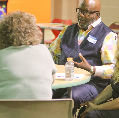     ROBERT K. YOSAY  | THE VINDICATOR..Michael Write  explains about the Opiod problems he has encountered.. First of three community meetings on the opioid epidemic, led by Your Voice Ohio. We are working with WFMJ and the WarrenTribune Chronicle -this was held at the Boys and Girls Club...-30-