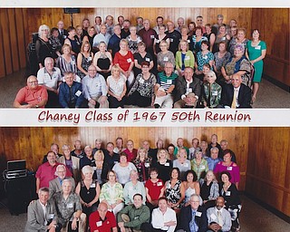 The Chaney High School Class of 1967 celebrated its 50th reunion with a mixer at Casa Ramirez Mexican Restaurant on Aug 18 and a dinner Aug. 19 at St. George Croatian Hall. Pictured at top, front row, kneeling and sitting, are Richard Panda, David Rich, Robert Rich, Donald Kreiler, Carol Wessenauer, Roberta Leach, Thomas Nestor, Raymond Stermer, Juliann Kalosky, Georgianne Schuller and Ronald Kollar. Second row, from left, are Elizabeth Weiszer, Margaret Onuschak, Susan Sabo, Donna Reed, Lynn Rearick, Kathleen Yankle, Rosemarie Kalosky, Beverly Nelson, Lynne Volgelberger and Bethann Kalosky. Third row, are Karen Stefanick, Laura Walsh, Kathie Toth, Diane Sklepko, Kathleen Pusch, John Tomaino, Michael Yarosh, Andrew Pappagallo, Sandra Serbin, Robert Kennedy, Kathleen Ugran, Anthony Morrone, Judith Nicholson, Monica Paull, Kathleen Paczak, Debora Simstad, Marlene Kenney, Martha Sklepko, Renee Davis and Cheryl Zell. Fourth row, are Carl Petrello, Richard Rappach, Ronald Senchesak, Louis Malandra, Gregory Main, Peter Wilms, George Mager, John Matula, Albert Scarpine, James Lanz and John Scrip. Above, front row, kneeling and sitting, are Roger Danchise, Ralph Bevilacqua, Paul Fitch, Louis Joseph, Daniel Ferreri, Charles Brickman and Robert Jackson. Second row, are Jon Bennehoff, Janet Herman, Lois Johnson, Diane Cessna, Linda Catale, Susan Brennan, Linda Gaudio, Suzanne Davidson and Sharon Hrina. Third row, are Frank Chimento, Lawrence Eckert, Kenneth Conway, Sherry Epps, Cathy John, Sharon Boone, Kathy Barkewicz, Martha Edwards, Cathy Delsignore, Joseph Hernandez and Patricia Chmelik. Fourth row, are Nick Craciun, George Frecsko, James Denney, Richard Antonucci, Paul Bosley, Ernie Direnzo, Ralph Fabrizio, John Czoka, Janet Dimuzio, Michael Bestic, Dennis Chmelik, James Dimuzio, Charles Fitch and Frank Davis.
