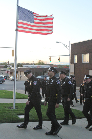 William D. Lewis The VindicatorPolice officers enter St rose Church in Girard for prayer vigil for slain Girard PD officer Justin Leo 10-24-17.