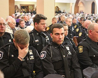 William D. Lewis The Vindicator Somber officers attended vigil for slain GPD officer Justin Leo 10-24-17.