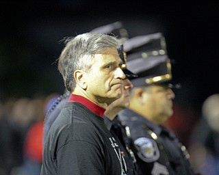 Girard Mayor Jim Melfi was with Girard PD officers at the start to Girard Liberty football game.