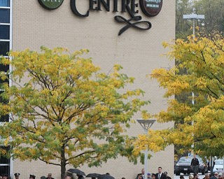 William D. Lewis The Vindicator  Police officers and mourners  file into the Covelli Centre for slain police officer Justin Leo's calling hours 10-28-17.