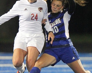 William D. Lewis the Vindicator Canfield's Ally Stein(24) and Revere's AEmily Albert(10) during 10312017 action at Ravenna.