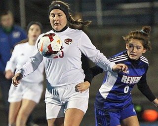 William D. Lewis the Vindicator Hannah Stein (25) and ) and Revere's AJulia Effinger(6) during 10312017 action at Ravenna.